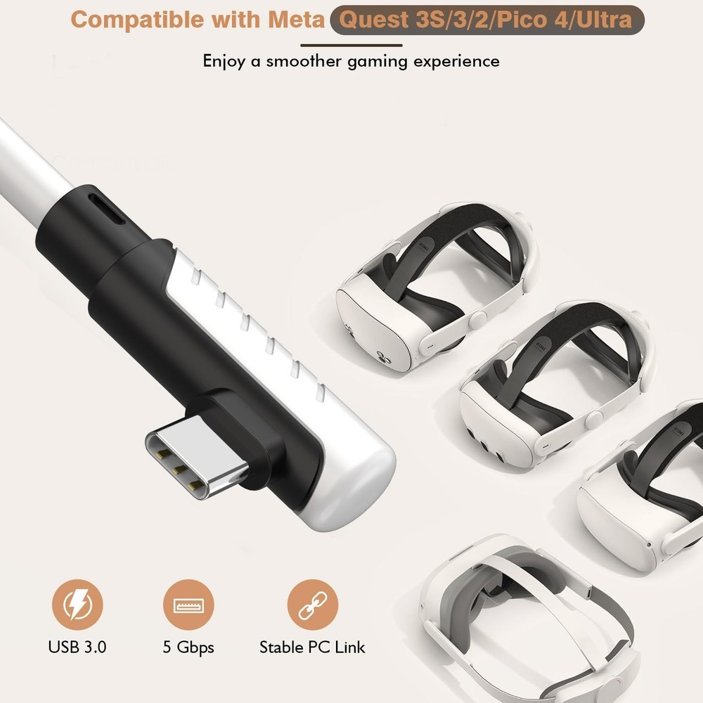 16 Feet Link Cable for Quest 3S,VR Cable Compatible with Meta Quest - Speed Data