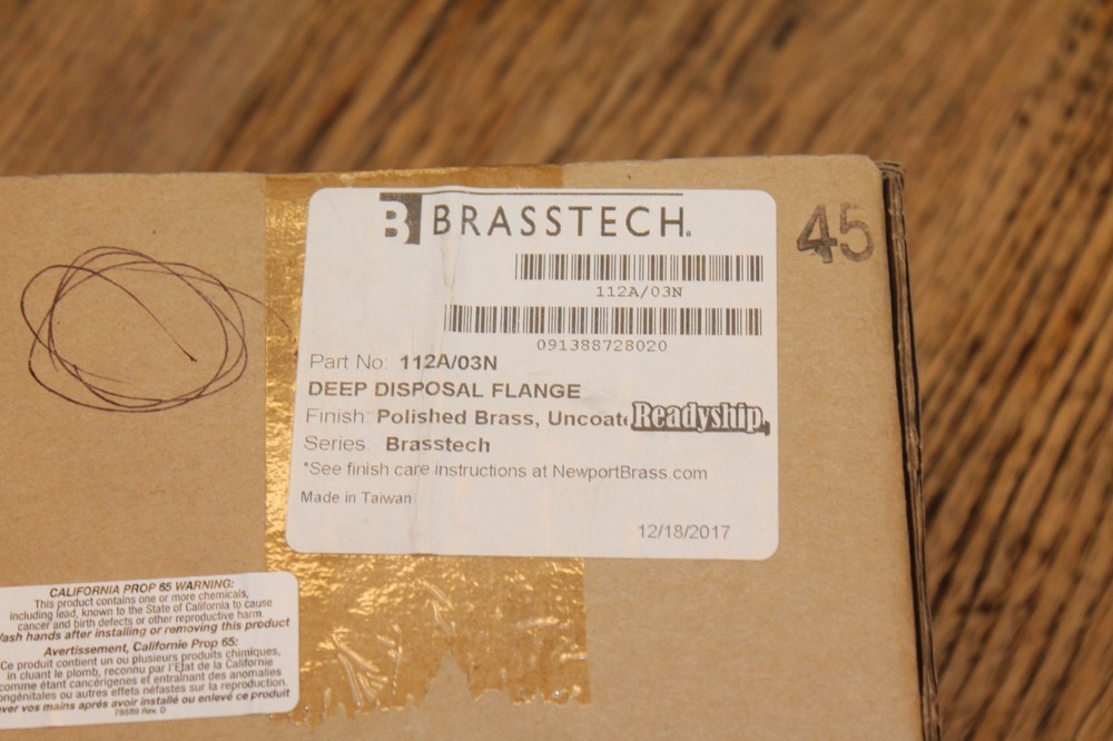 Brasstech 112A/03N Solid Brass Garbage Disposal Flange Uncoated Polished Brass