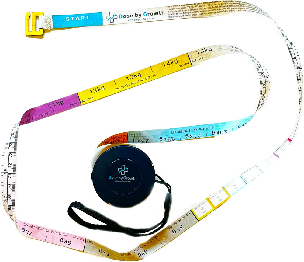 Retractable Pediatric Emergency Length-Based Tape - Broselow Compatible Mini Pe
