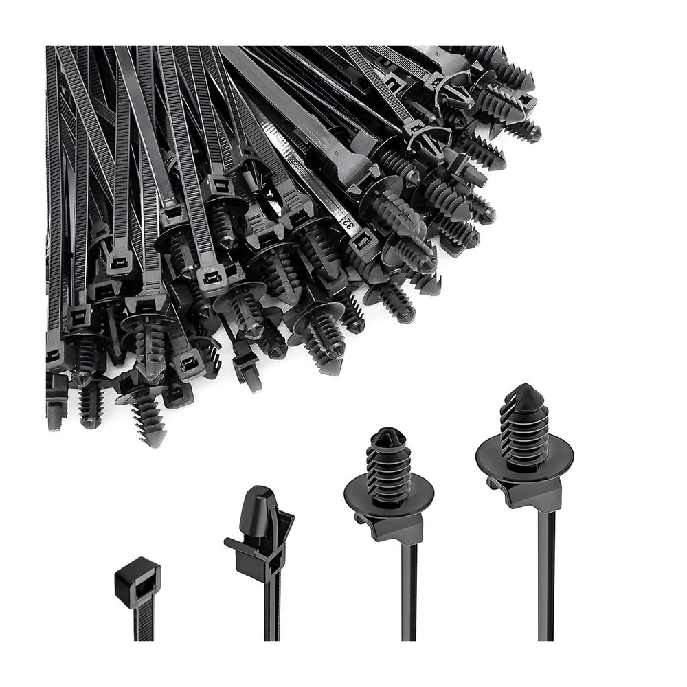 120PCS Car Push Mount Cable Zip Tie, Nylon Self Locking Strap, Engine...