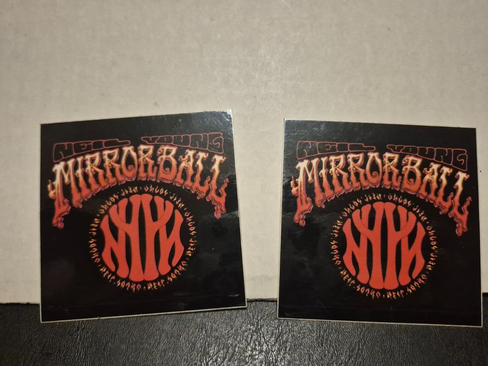 NEIL YOUNG MIRROR BALL MINI PROMO STICKERS-2cs