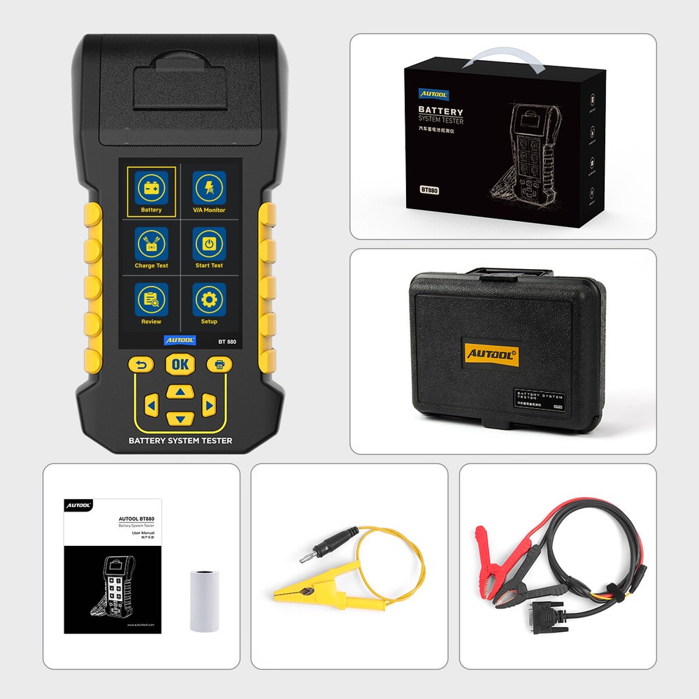Auto Battery Tester Start Load Leakage Analyzer Data Review 8~30V DC W/ Printer