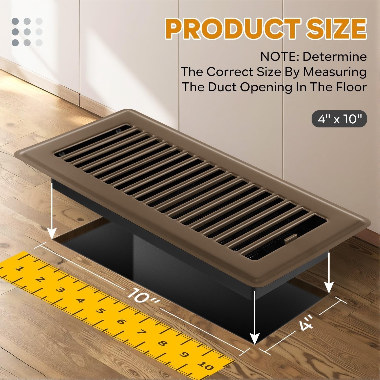 Floor Register 4x10, 6 Pack Floor Vent Covers for Home Floor Heavy Duty Steel