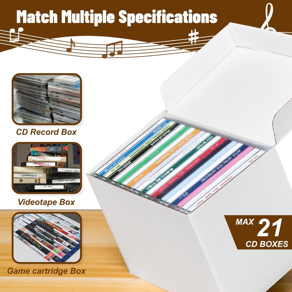 2-Pack CD DVD Cardboard Storage Boxes with Lids Ã¢â‚¬â€œ Media Organizer Case...