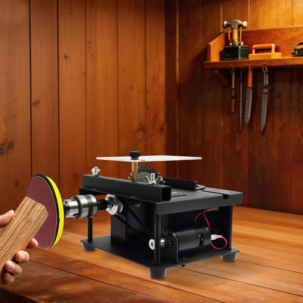 Mini Table Saw Bench Cutting Saw Multi-functional Desktop Table Saw w/ Sandpaper
