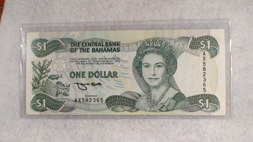1984 One Dollar BAHAMAS MONETARY AUTHORITY CRISP UNCIRCULATED Note $1 Bill