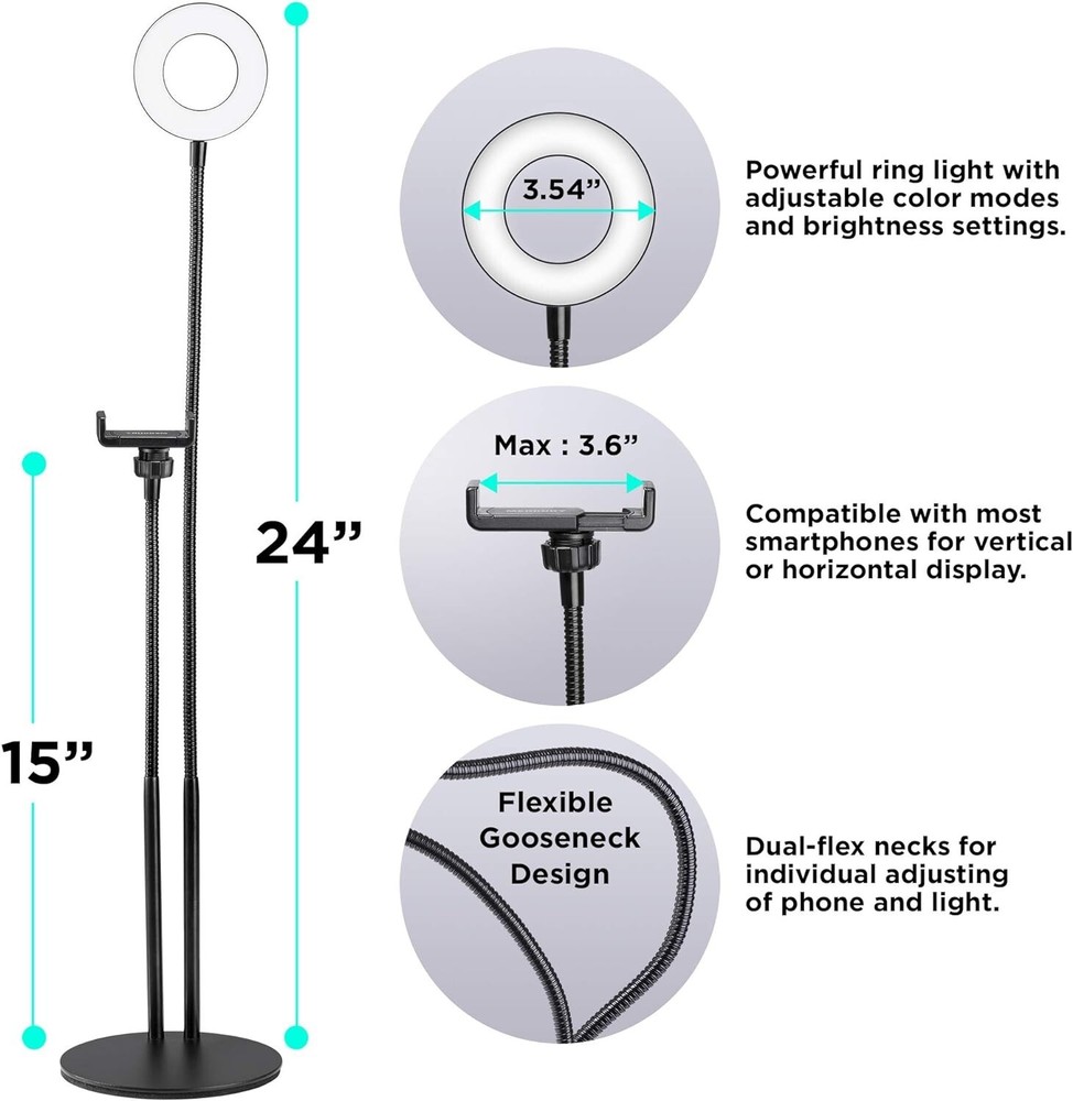 🔥🔥Merkury LED Ring Light Phone Holder w/ Bluetooth, USB Selfie Ring Light🔥🔥