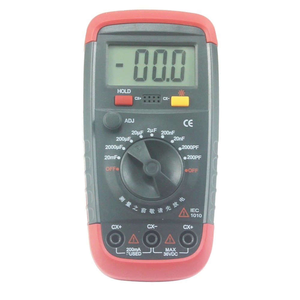 Digital Capacitance Meter 1999 Count Capacitor Tester 0.1pF - 20000uF red