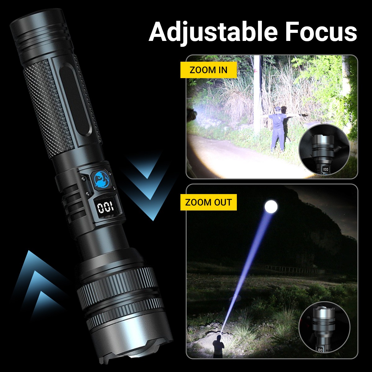 99000000 Lumen Super Bright LED Flashlight Rechargeable Tactical LED Work Lights