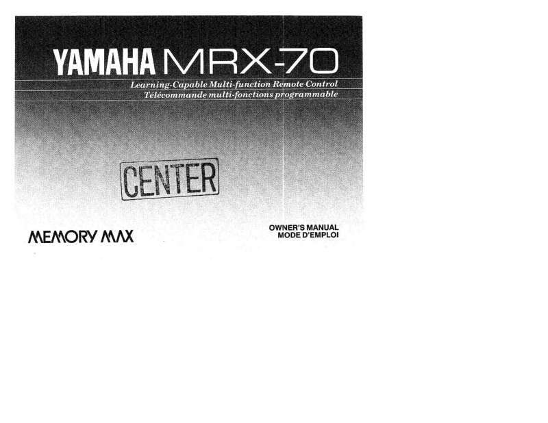 Yamaha MRX-70 Remote Control Owners Manual