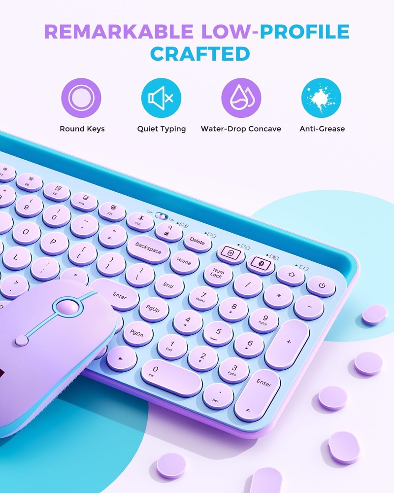 Bluetooth Keyboard and Mouse for iPad, CTU-301 Wireless Multi-Device Connecti...