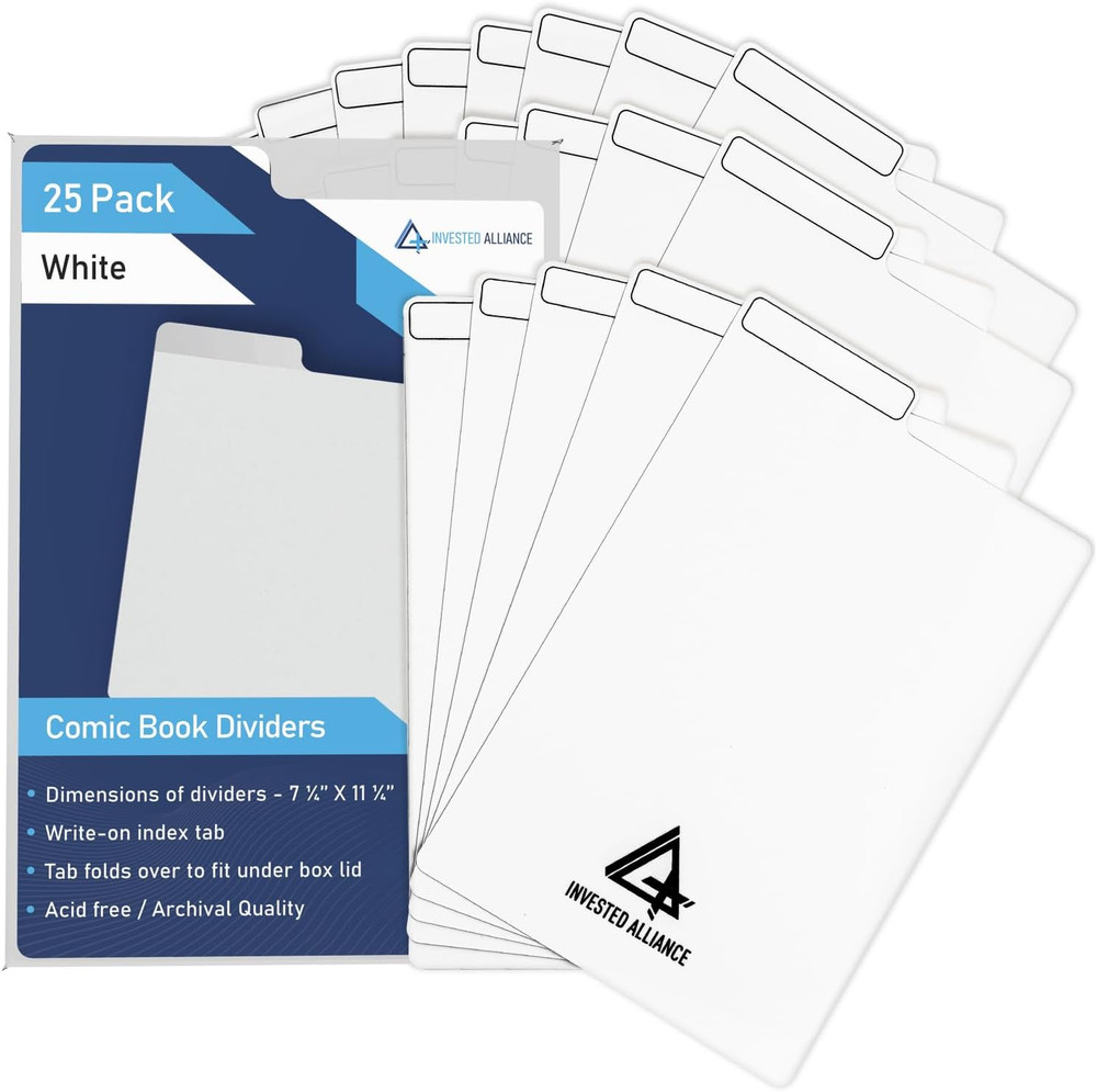 White Comic Book Dividers (25 Pack) | 30PT Polyethylene Plastic, Bins, Cabinets,