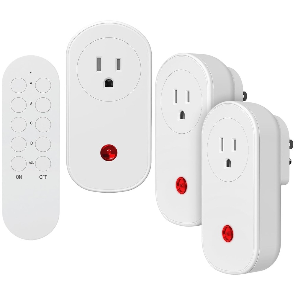 3 Pack Remote Control Outlet, 15A Wireless Switch Plug for Christmas Lights