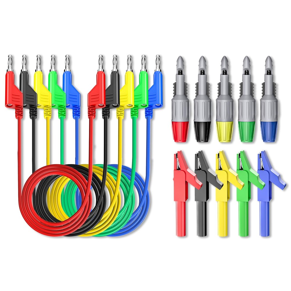 4mm Stackable Banana Plug to Banana Plug Test Leads Kit with Wire Piercing Pr...