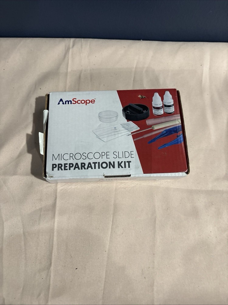 Amscope Microscope Slide Preparation Kit with Microtome Slides Stains Homeschool