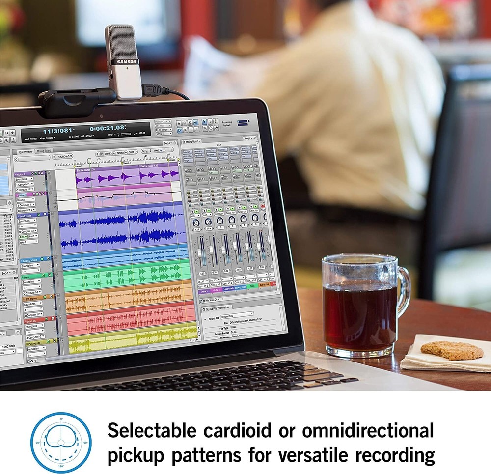 Samson Go Mic Portable USB Condenser Microphone for Mac and PC Computers Silver