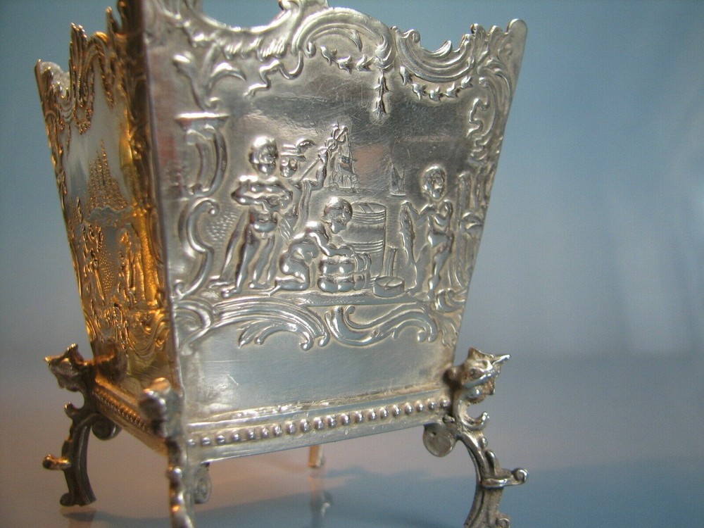 Hanau solid silver miniature dutch toy silver planter pot 68 grams Circa 1900