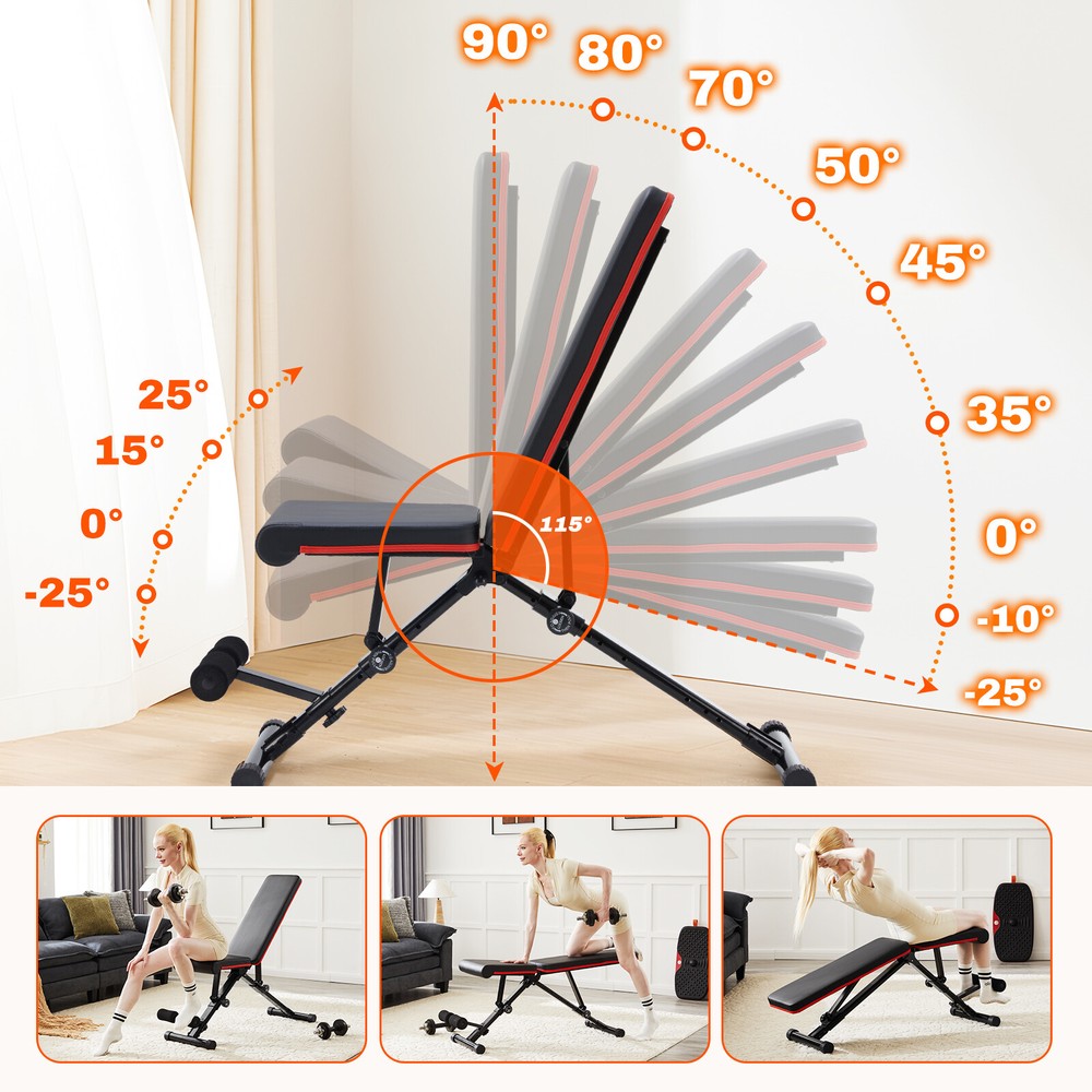 Adjustable and Foldable Weight Bench - Ideal for Home Gym Strength Training