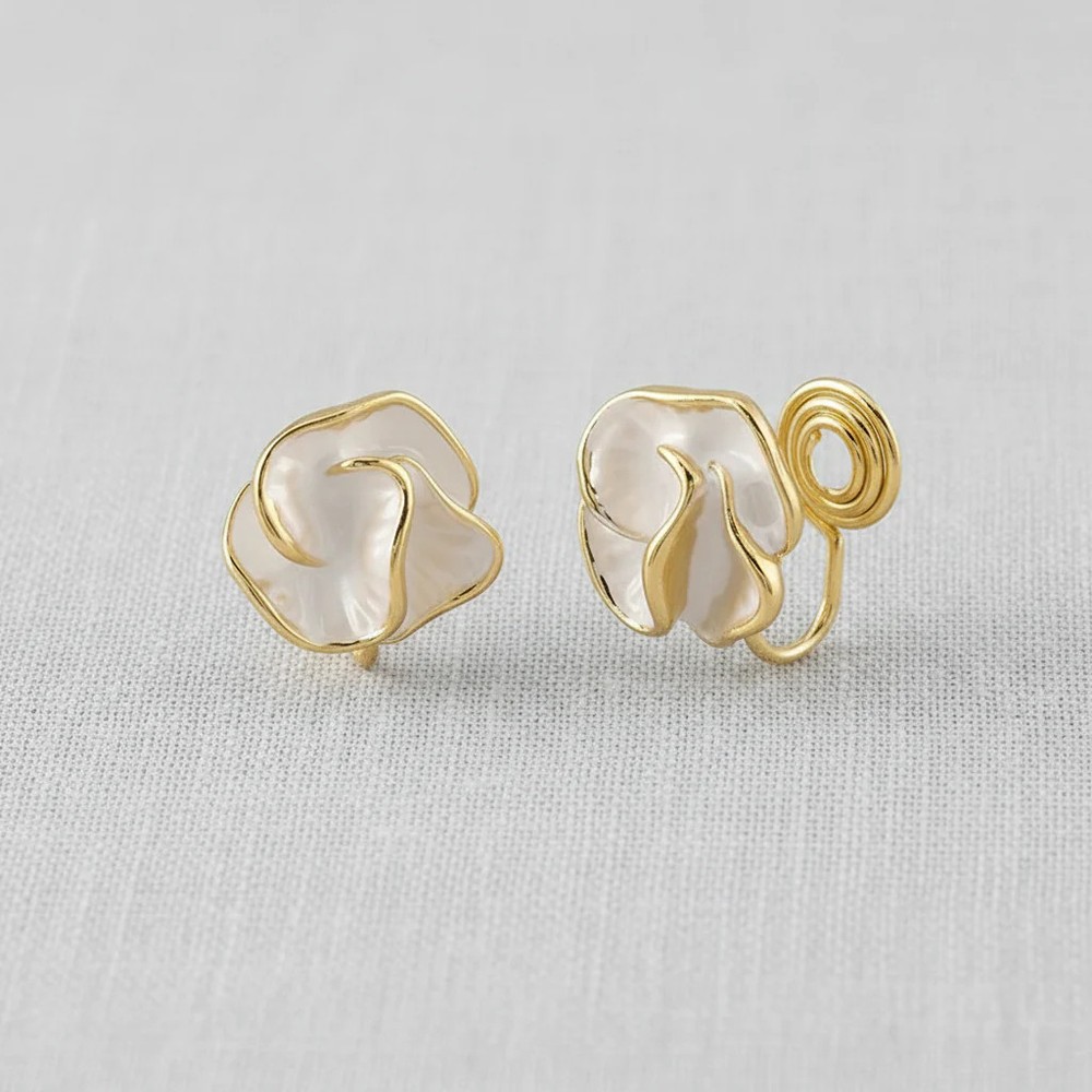 White Camellia Stud Earrings