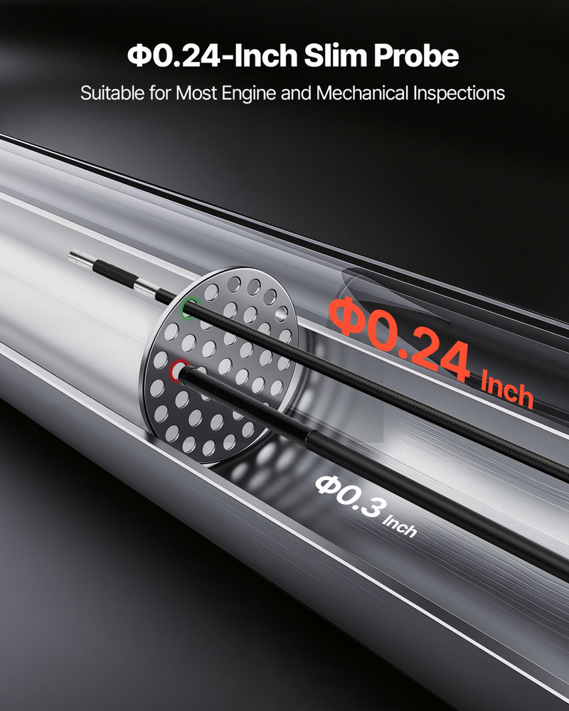 Articulating Borescope Camera with Light, Mechanical Equipment (4.9FT Cable)