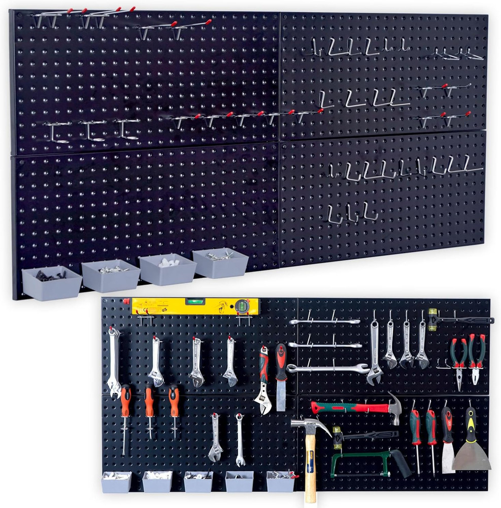 Wallmaster Pegboard Organizer Garage Storage - 48Pcs Pegboard Hooks Set, Pegboar