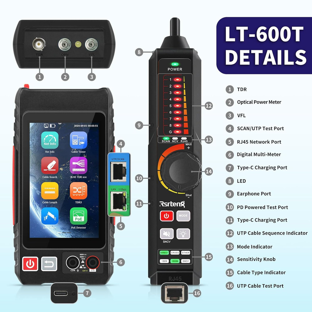 All Features Multifunction Network Caber Tester,Utp Continuity,Cable Tracer,4" I