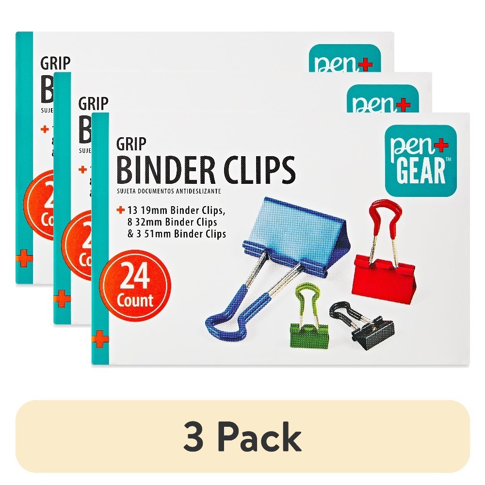 Grip Binder Clips Assorted Colors and Sizes 24 Count 3 Pack