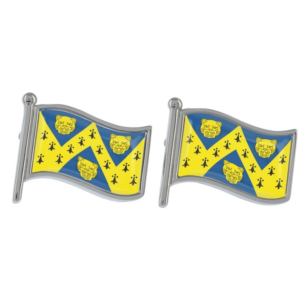 Shropshire Wave Flag Silver Cufflinks Presented in a Personalised Chrome Box