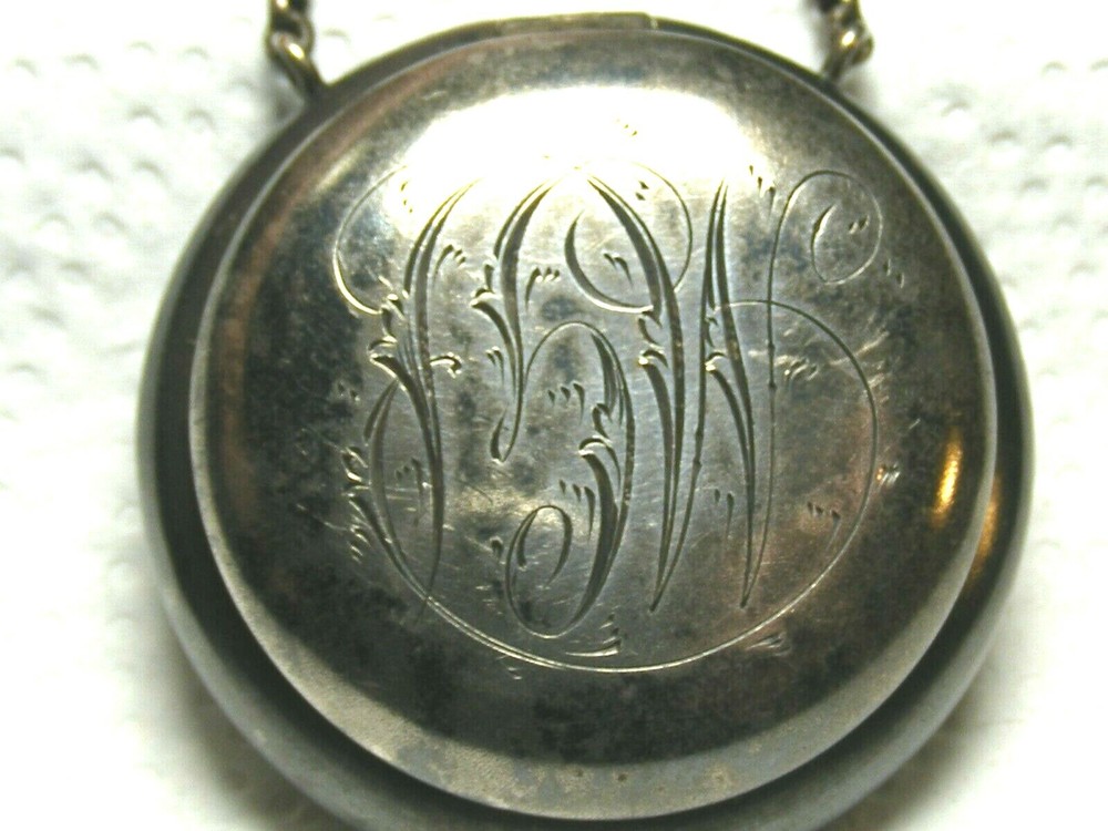 Vtg. Sterling Silver Monogrammed Snuff/Pill Compact