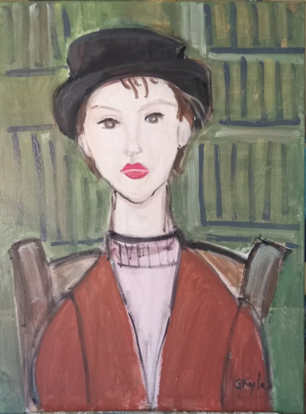 Modern Stylized Portrait of a Girl 18 x 24 Original Painting Handmade