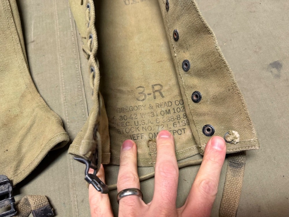 ORIGINAL WWII US ARMY M1938 FIELD LEGGINGS W/ LACES- SIZE 3R SAVING PRIVATE RYAN