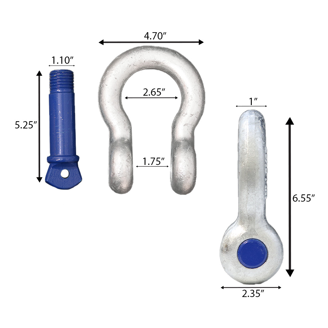 1" Shackle Screw Pin Clevis Rigging Forged - 8.50 Ton, Rust/Corrosion Resistant