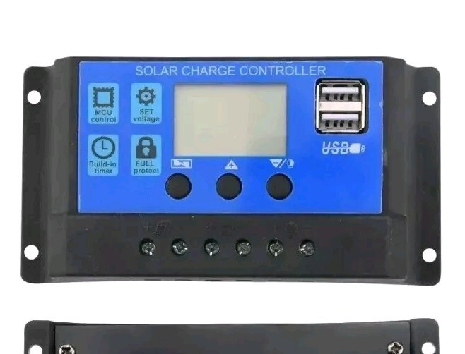 30A Solar Panel Charge Controller 12/24V Auto LCD Display Dual USB