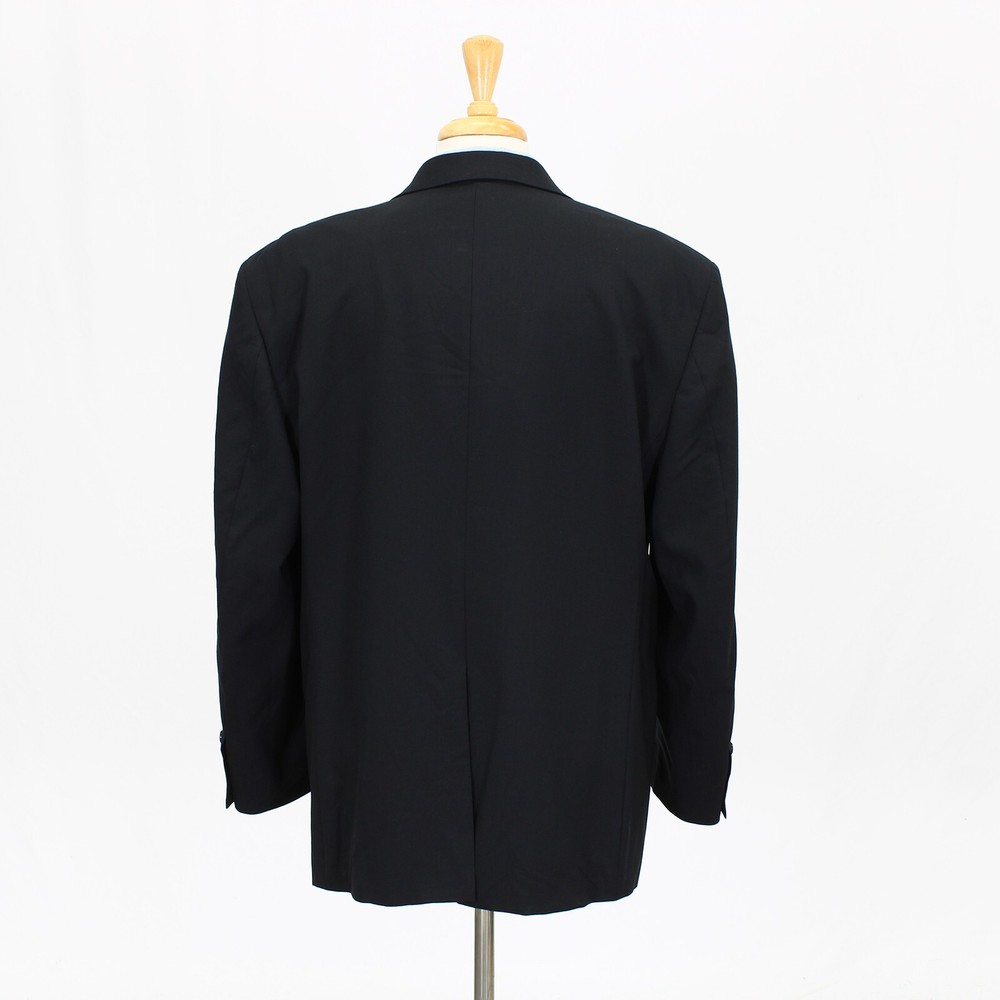 Jos. A. Bank 46R Black Sport Coat Blazer Jacket Solid 2B Wool