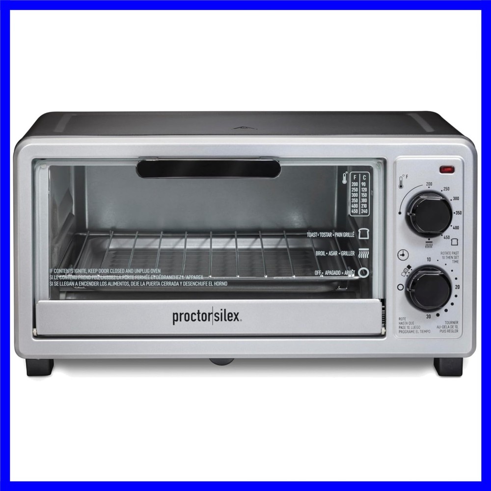 4 Slice Countertop Toaster Oven, Multi-Function with Bake, Toast and Broiler,...
