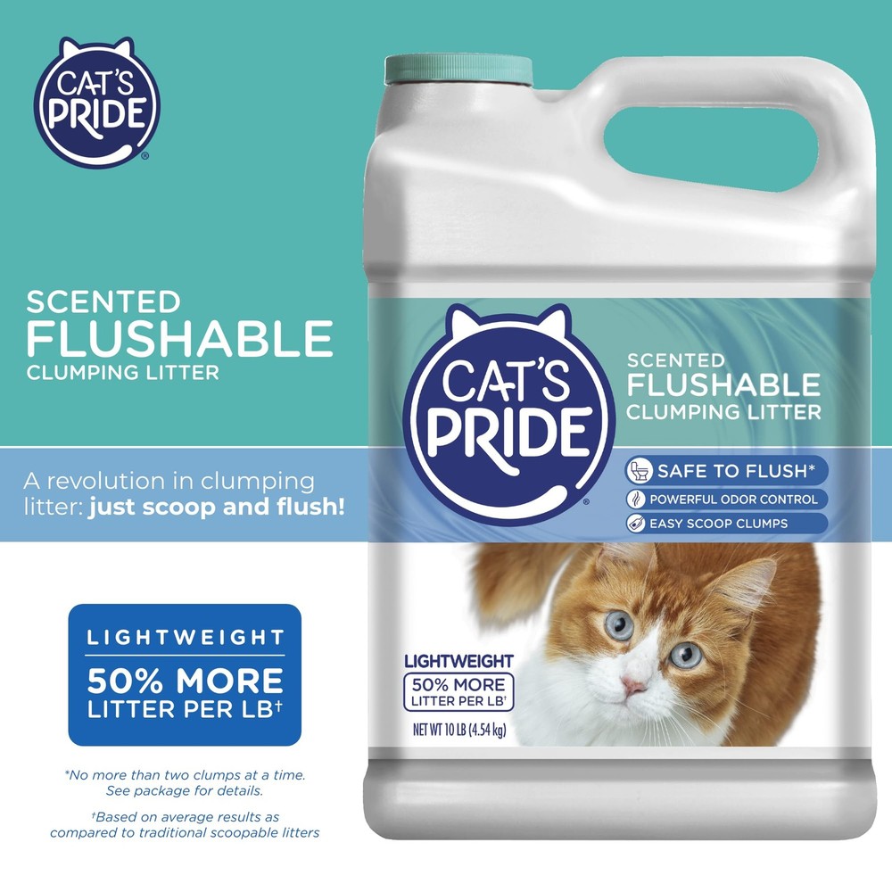 Lightweight Clumping Litter: Flushable - Powerful Odor Control - Scented, 10 ...