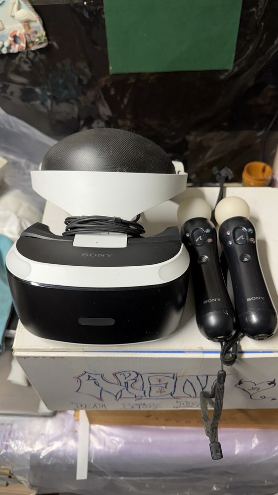 Sony PlayStation VR Headset + 2 Move Controllers Untested For Parts