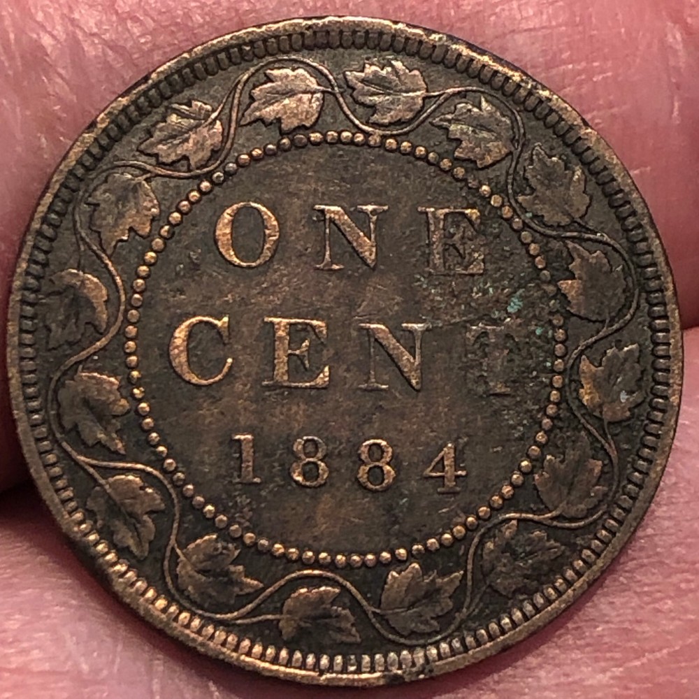 1884 Canada One Cent Bronze Coin - XF (Extra Fine) condition