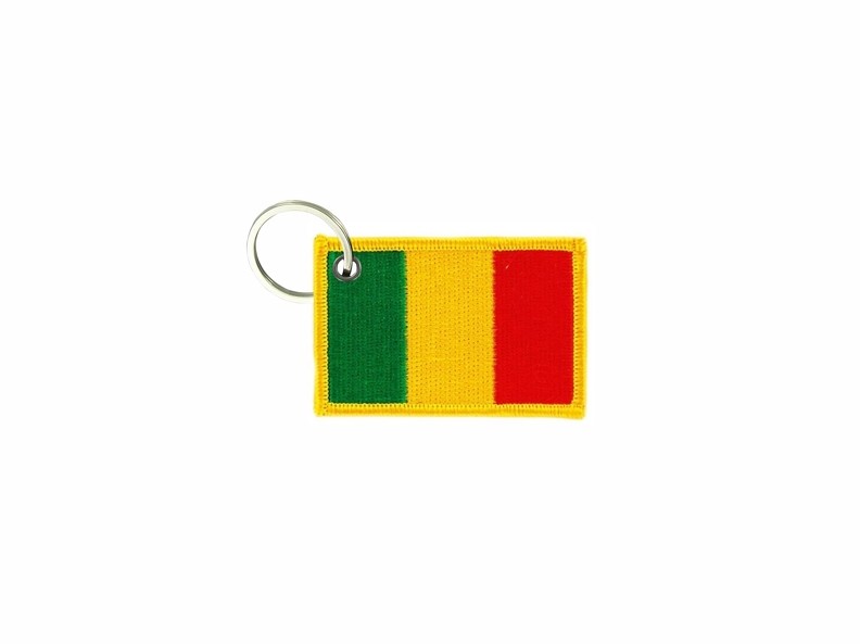 Keychain keyring embroidered embroidery patch double sided flag guinea