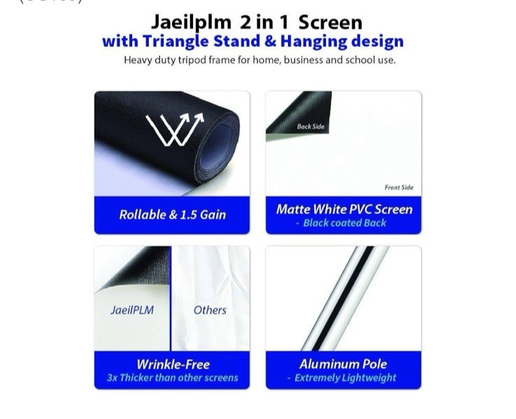 JaeilPLM 100-inch Portable Projector Screen