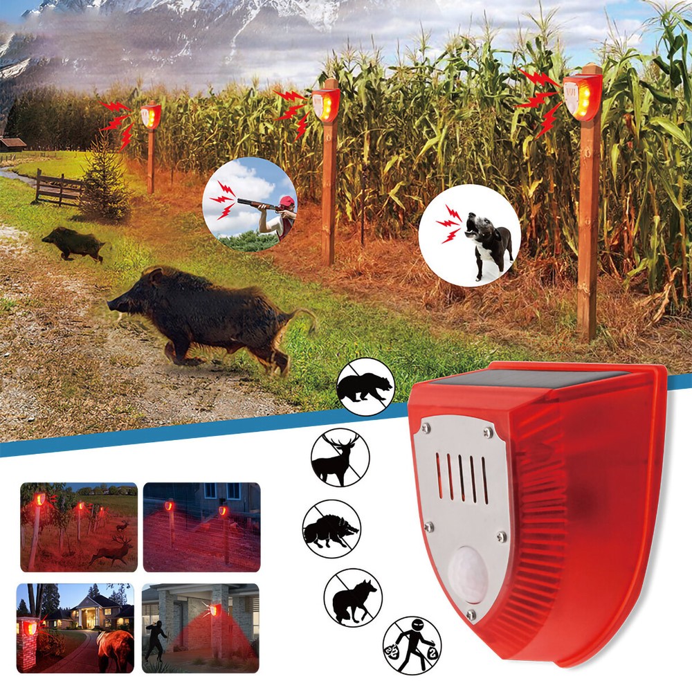 Solar Alarm Light Wireless Solar Strobe Light Motion Sensor Detector Outdoor LED