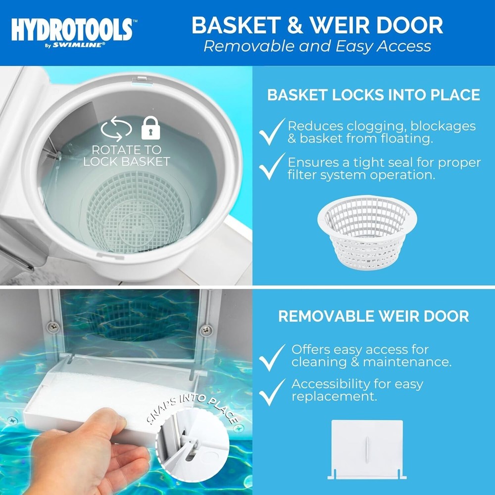 HYDROTOOLS Standard Thru-Wall Above Ground Pool Skimmer Kit ABS Construction