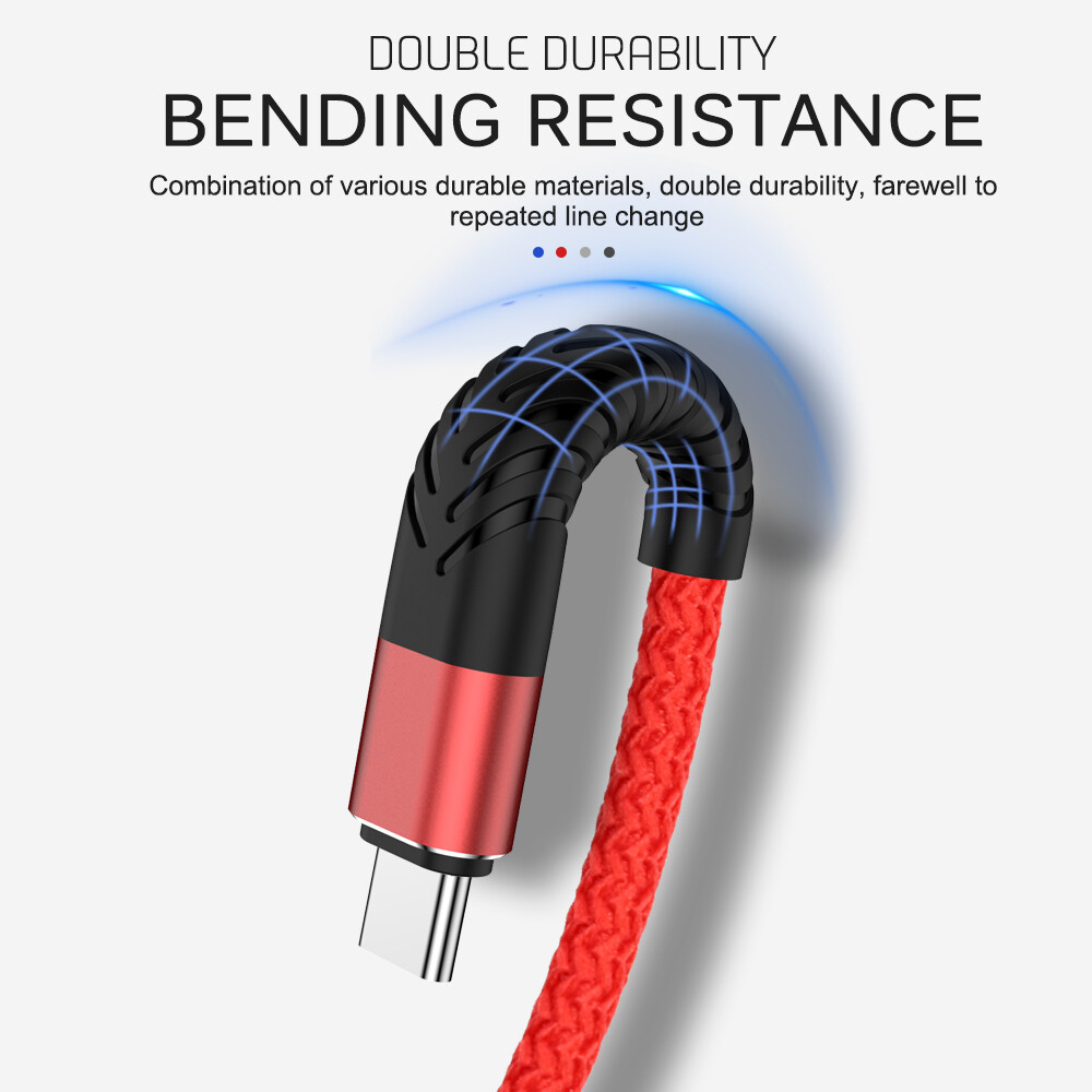 Heavy Duty Braided USB C Type-C Fast Charging Data Sync Charger Cable Long Cord