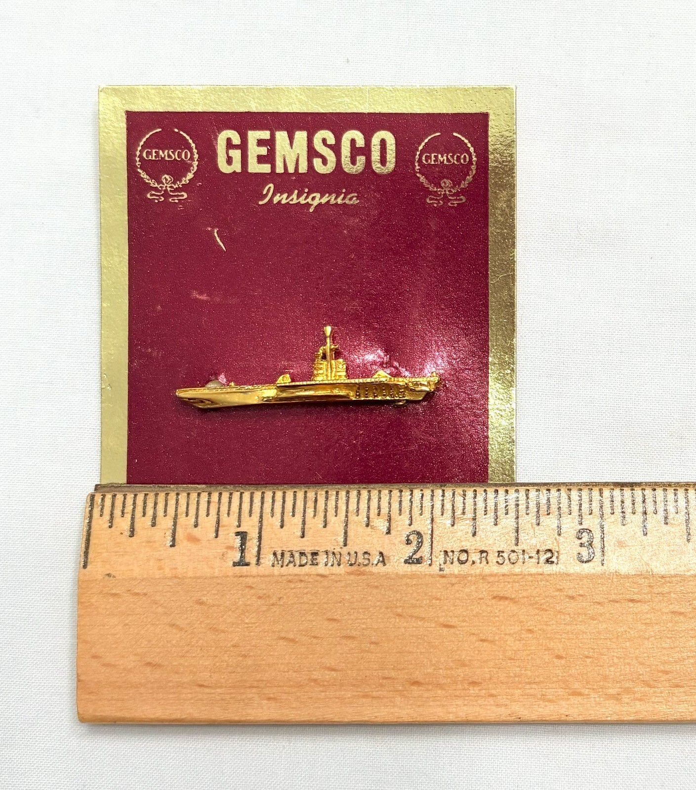 Five Aircraft Carrier Lapel Pins on Original GEMSCO Cards