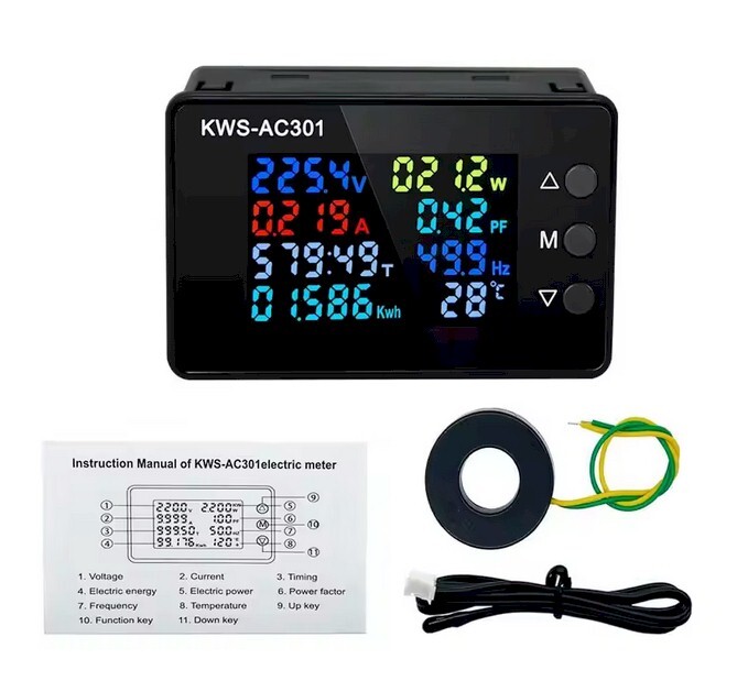 Electric Power Consumption Watt Meter Usage Meter 120/240 VAC 0-100 Amps #E12B