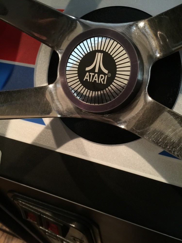 Atari Arcade Steering Wheel Center Decal Sticker - Pole Position - Chrome Silver