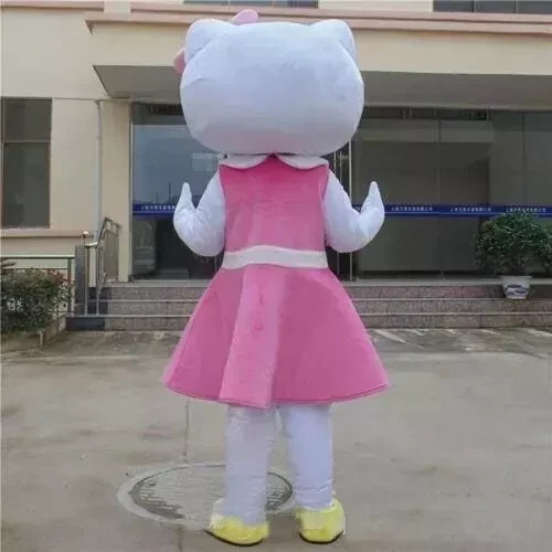 Halloween Adult Size Pink Hello Cat Mascot Costume Role Play Gfit