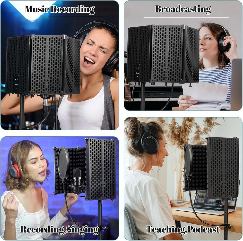 Microphone Stand With Isolation Shield Pop Filter Studio Equipment Tripod