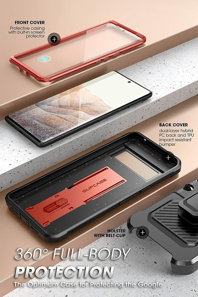 For Google Pixel 6 Pro, SUPCASE Rugged Shell 360 Case w/ Screen Protector Cover