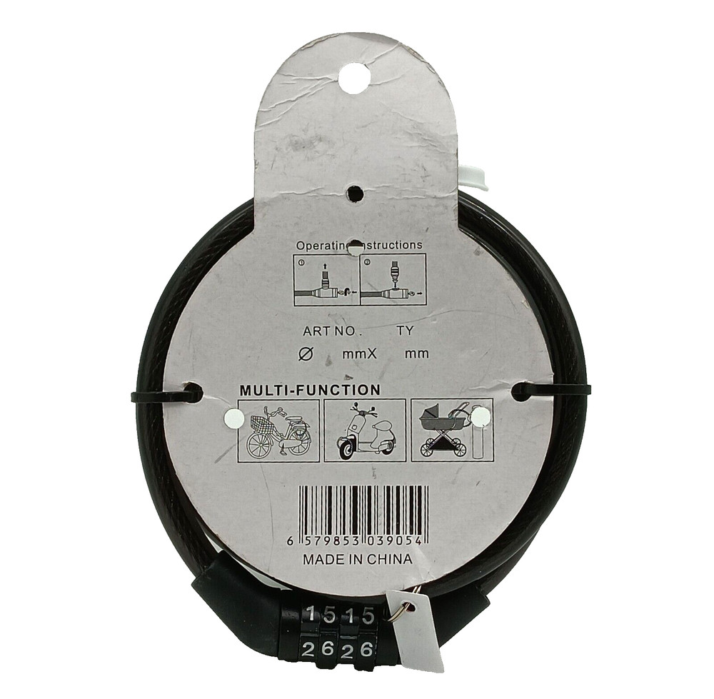 Motorcycle Bicycle Combination Lock Multi-Function Security Steel Cable Black